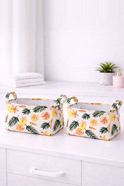 Paris Home Σετ 2 πτυσσόμενων καλαθιών αποθήκευσης με τροπικά σχέδια – Οργανωτ...