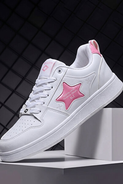 SOLAZER Γυναικεία αθλητικά παπούτσια casual σε λευκή πούδρα