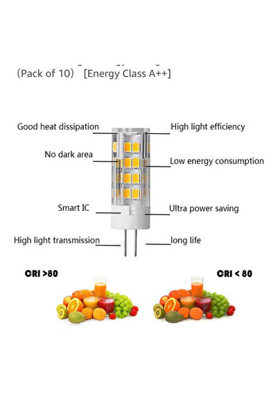 LEPRO مصابيح LED G4 [10 قطع] 5 واط تعادل 50 واط هالوجين، أبيض دافئ 3000 كلفن، 220-240 فولت، 360 درجة ° زاوية الشعاع الضوئي