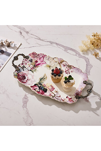 Malooki Οβάλ πορσελάνινος δίσκος σερβιρίσματος, με vintage floral σχέδιο, με ...