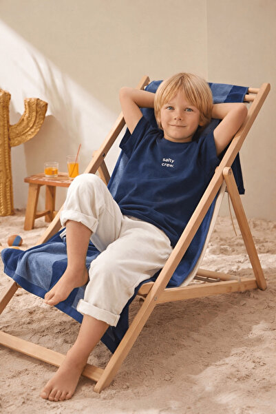 Sofist İstanbul Navy Blue Embroidered Oversize / Wide Fit 100% Cotton Crew Ne...