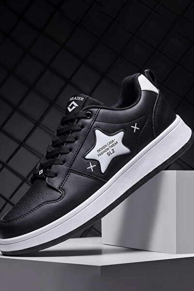 SOLAZER Women's Casual Sneaker Black-White Sports Shoes
