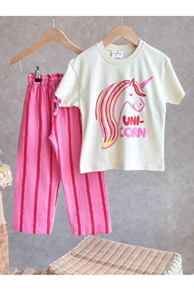 Bloom Pembe Unicorn Kız Çocuk Alt Üst Takım 5-6 yaş