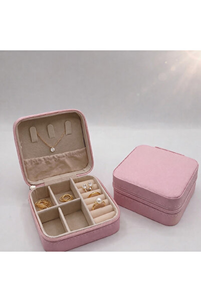 nergis collection Mini Takı Organizer Pembe | Seyahat Tipi Bölmeli Takı Kutus...