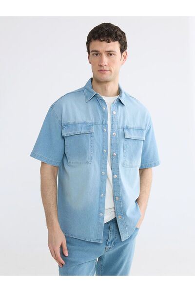 LC Waikiki Ανδρικό τζιν πουκάμισο LCW Jeans Comfortable Fit