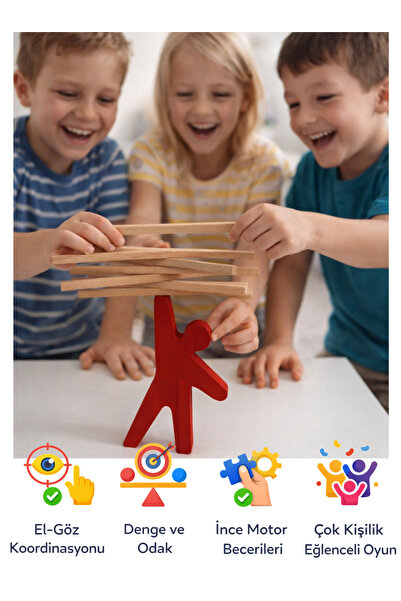 Nilberry Ahşap Denge Blokları Oyunu Çocuk Eğlenceli Grup Beceri Montessori Oy...