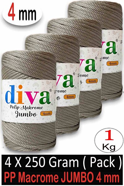 Diva İplik 1 κιλό Πολυεστέρας Μακραμέ Jmb (4 χιλ.) 37 Μπεζ (Συσκευασία 4 τεμα...