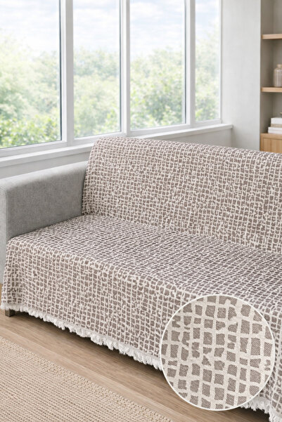 Hig Store Αντιολισθητικό κάλυμμα καναπέ/καναπέ-κρεβάτι από βαμβάκι με μοτίβο ...