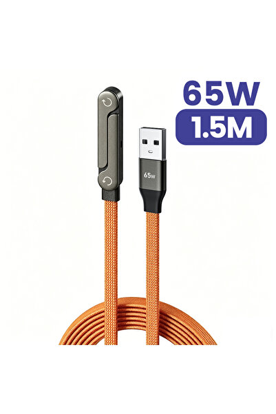 Choice9 كابل بيانات قابل للطي بقوة 65 واط، طول 1.5 متر، لون برتقالي، 240 واط،...