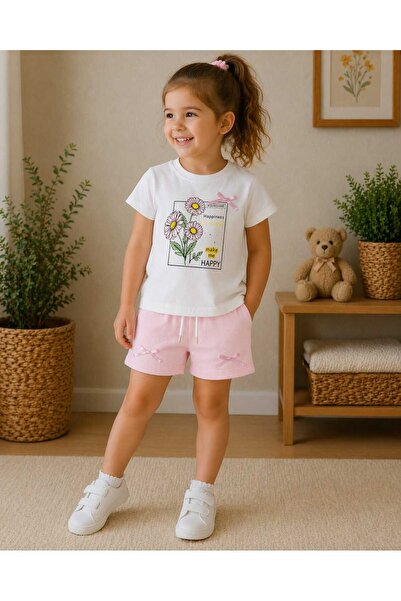 krm kerem bebe Κοριτσίστικο καλοκαιρινό σετ με φλοράλ σχέδια και λεπτομέρεια ...