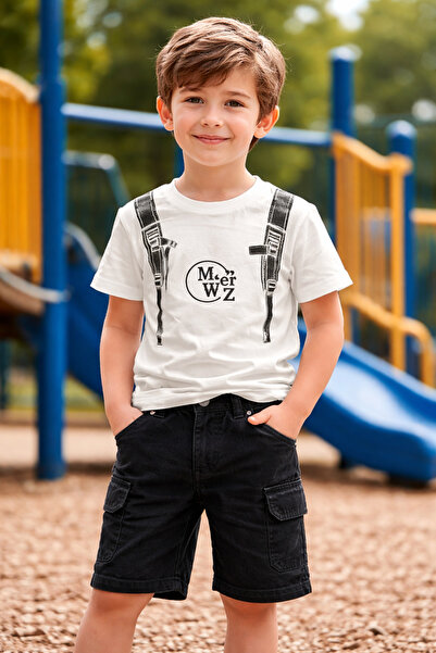 Yalçınoğlu Kids Σετ μπλουζάκι με στάμπα από χτενισμένο βαμβάκι και τζιν σορτς...