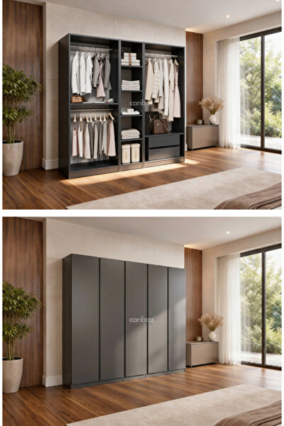 CANBAZ FURNİTURE Mira modüllü 5 MDF kapaklı % 100 MDF (KURULUM DAHİL)