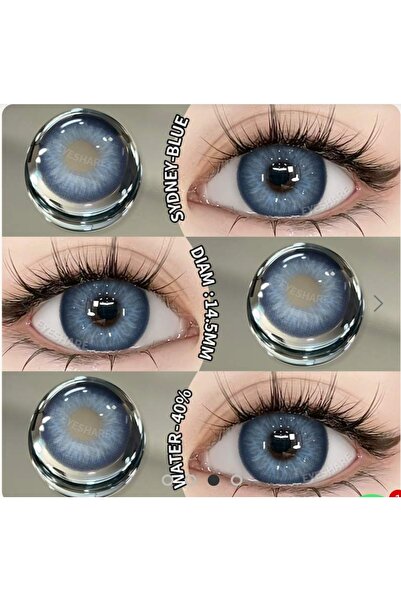 Eyeshop SYDNEY BLUE Göz Lensi Hareli Numarasız Damarlı Doğal Görünümlü Kulanı...