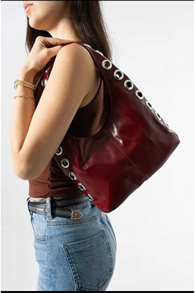 ÖZÜM ÇANTA Daily Stylish Design Metal Ring Detail Soft Leather Look Women's H...