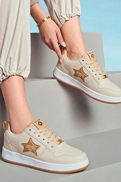 SOLAZER Women's Sneaker Beige Walking & Sports Shoes