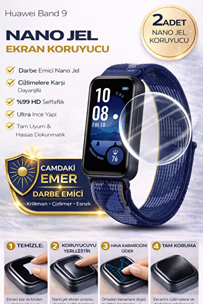 Astakos واقي شاشة نانو جل متوافق مع هواوي باند 9، قطعتين، معزز بامتصاص الصدمات