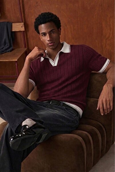 EKZMODA Erkek Polo Yaka Slim Fit Triko Tişört %100 Pamuk Çizgili Premium Basi...