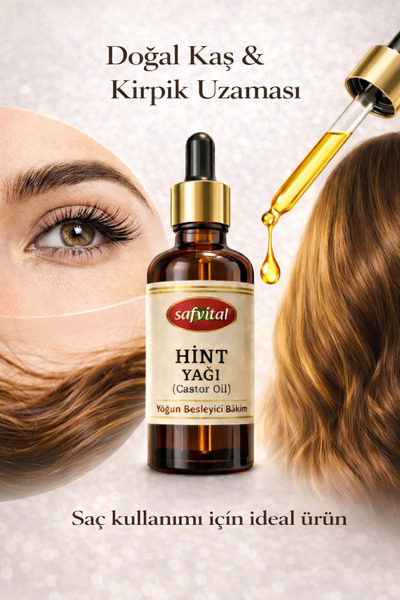 safvital Castor Oil 50 ml 100% Pure Cold Pressed Hexane-Free Ultra-Nourishing Eyebrow Eyelash Hair Care Oil Premium Care Oil
