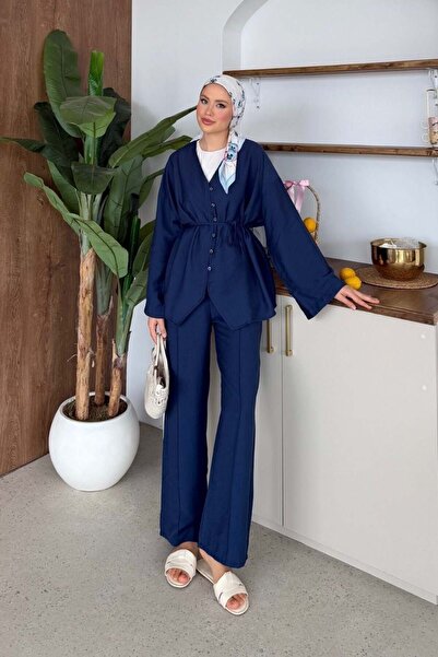 Şulemoda Giyim Σετ λινό Jale σε μπλε ναυτικό