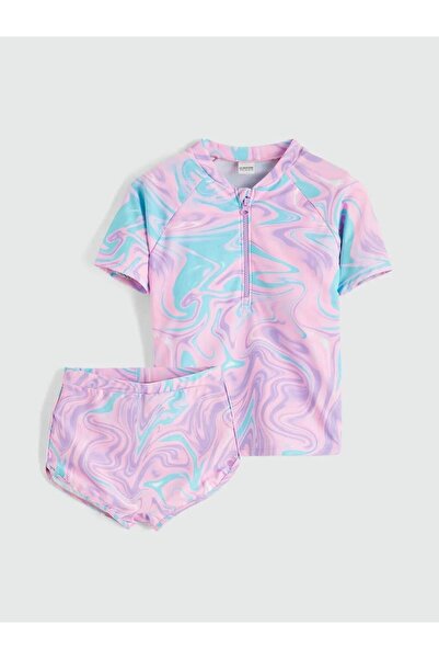 LC Waikiki Μικτό κοριτσίστικο μπικίνι με σορτς και σχέδιο μπατίκ (S6)