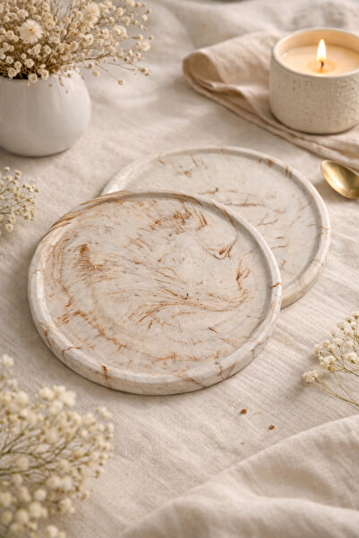 Sisay Home Διακοσμητικός δίσκος με μοτίβο καφέ μάρμαρο 22 εκ. |   Μοντέρνος &...