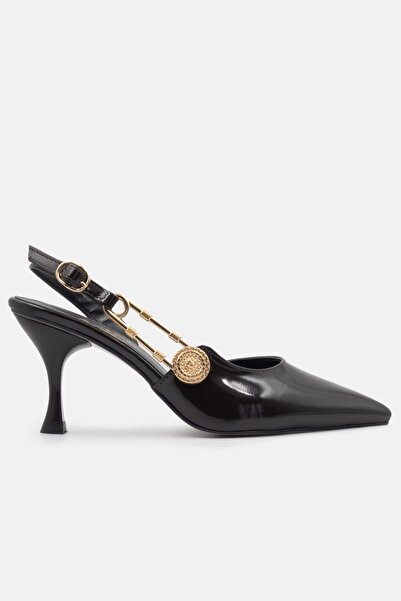 CARLA BELLA Γυναικεία λουστρίνια παπούτσια slingback με μυτερή μύτη και τακού...