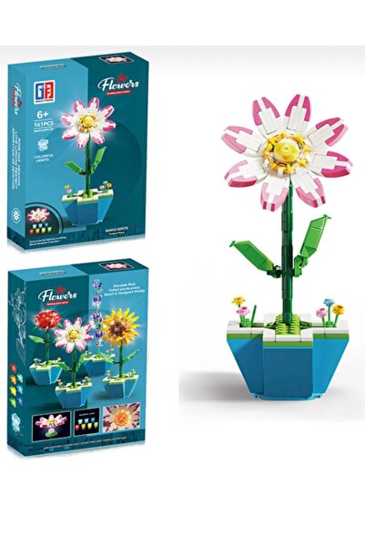 mavi su dünyası Işıklı Çiçek Lego | Işıklı Çiçekli Lego | 161 Parça Saksılı P...