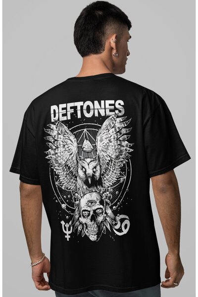 SEVBANO Tricou supradimensionat unisex cu imprimeu pe spate Deftones Rock Met...