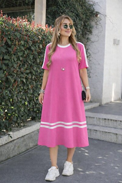 DRESSIFY WOMEN’S FASHION Γυναικείο κοντομάνικο φόρεμα με λαιμόκοψη ποδηλάτου ...