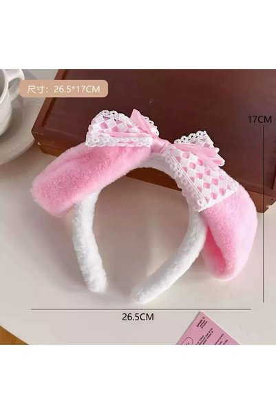 synshop My Melody Peluş Çocuk Peluş Tavşan Kulak Taç Pembe Fiyonk Taç Kawaii Sevimli Günlük Parti