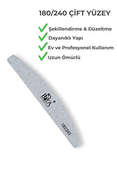 BOYA 5 Adet Professionel Çift Taraflı Kalıcı Oje Protez Tırnak Törpüsü 180/240