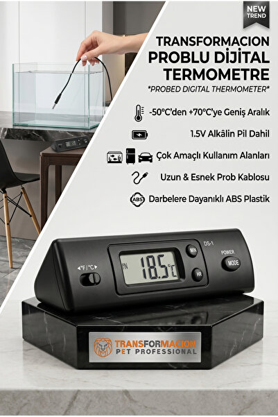 Transformacion Dijital Prob Termometre - Akvaryum, Buzdolabı ve Oto Isı Ölçer...