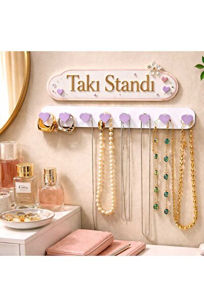 Luvena Heart Patterned Hanging Jewelry Stand Wall Mounted Necklace Organizer ...