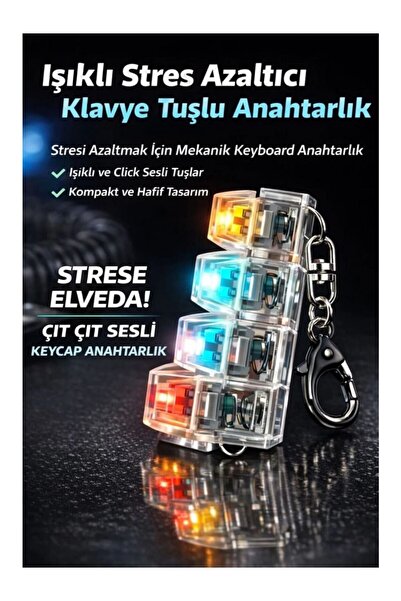 Bloomin Stres - Işıklı Klavye Anahtarlık Sesli Stres Giderici 4’Lü Model Karı...
