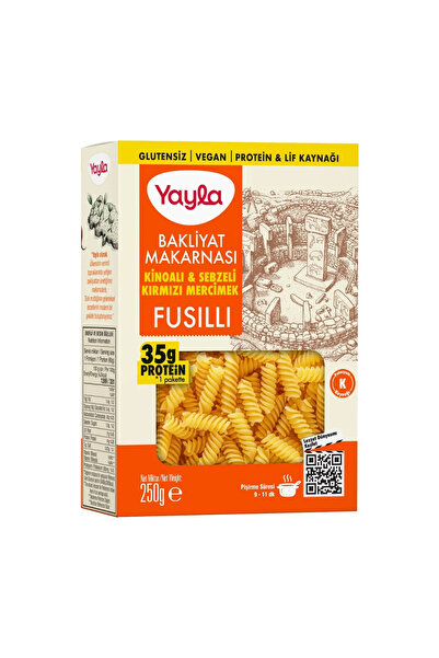 Yayla Glutensiz Kinoalı ve Sebzeli Kırmızı Mercimek Fusilli Bakliyat Makarnas...