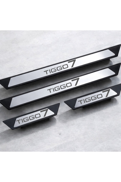 CarEste Tiggo 7 Style Kapı Eşiği 4 Parça Krom Yazılı Koruma Seti (2020+)