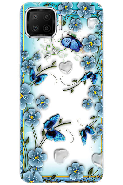 Ceppare Oppo A73 (CPH2095) Uyumlu Kılıf Desen Baskılı Silikon Çiçek ve Kelebe...