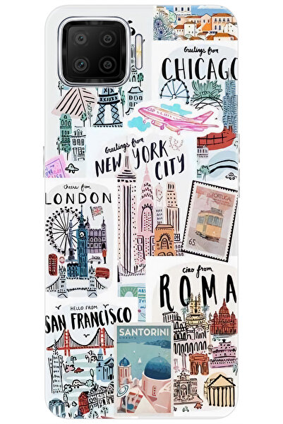 Ceppare Oppo A73 (CPH2095) Uyumlu Kılıf Desen Baskılı Silikon Newyork Roma Lo...