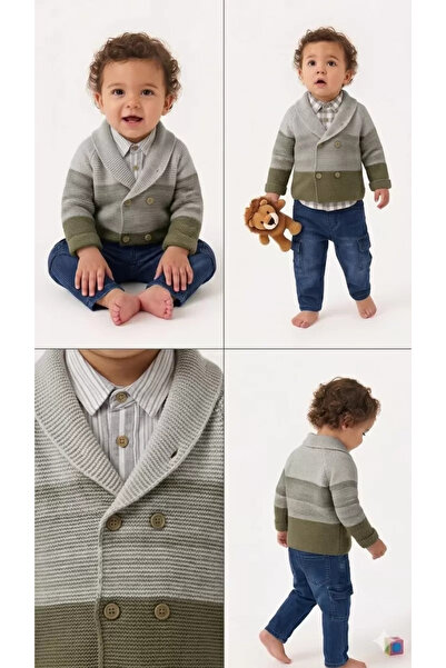 Veraura Lifestyle 6/24 Months 4-Piece Baby Set with Knitwear Cardigan and T-S...