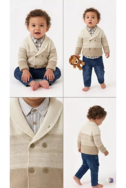 Generic Brand 6/24 Months 4-Piece Baby Set with Knitwear Cardigan and T-Shirt