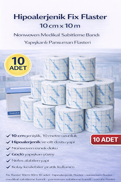Bezos Hypoallergenic Fix Flaster 10 cm X 10 m 10 Pieces Nonwoven Medical Fixa...