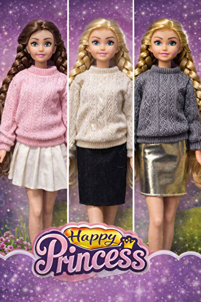 viyol marketim 30 Cm 3’lü Moda Bebek Seti – Kazaklı Parlak Etekli Şık Oyuncak...