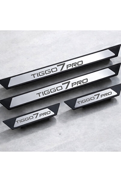 CarEste Tiggo 7 Pro Style Kapı Eşiği 4 Parça Krom Yazılı Koruma Seti (2021+)