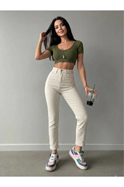 LAYAL MY BEAUTY جينز نسائي من جينلاين، بنطلون جينز بوي فريند موم جين عالي الخ...