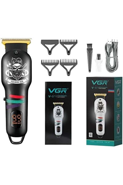 VGR مجموعة ماكينة حلاقة اللحية والشعر الرقمية المهنية القابلة لإعادة الشحن V-...