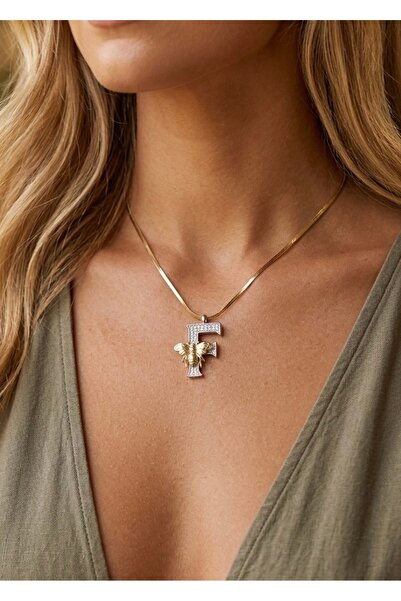 İNN JEWELLERY 316L Çelik Kolye Kararmaz Antialerjik F Harfi Figürlü (2 Yıl İt...