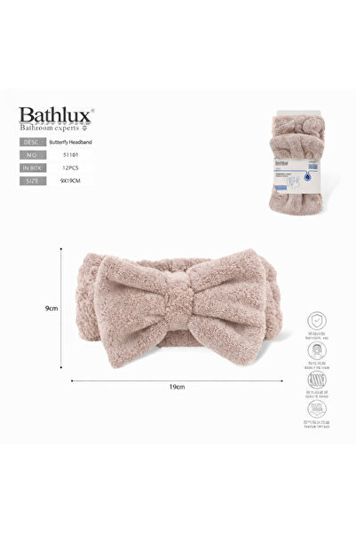 BATHLUX Butterfly Cosmetic Headband, Elastic Hair Band, Light Grey, 19 x 9 cm