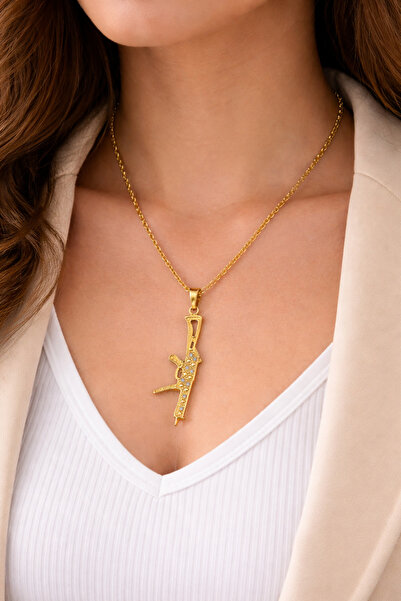 HER ŞEY NOTA www.herseynota.com Gold Color Rifle Figured Stone Stainless Stee...