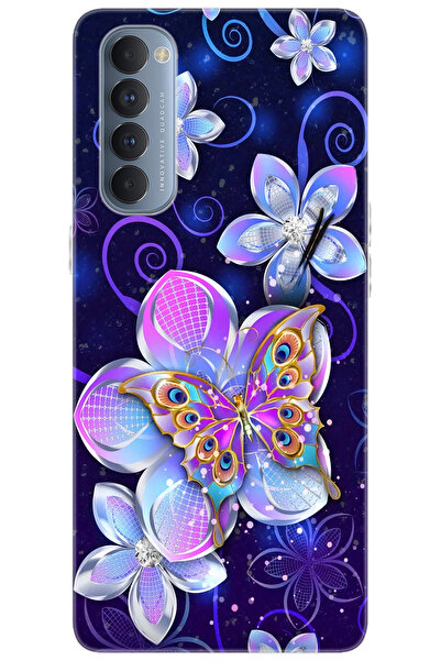 Ceppare Oppo Reno 4 Pro (CPH2109) Uyumlu Kılıf Desen Baskılı Silikon Kelebek ...