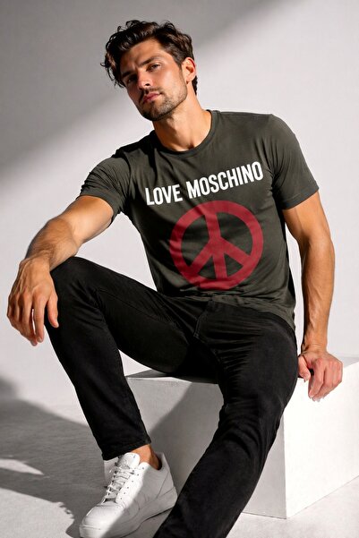 Love Moschino 100% Cotton Regular Fit Large Peace Logo t Shirt